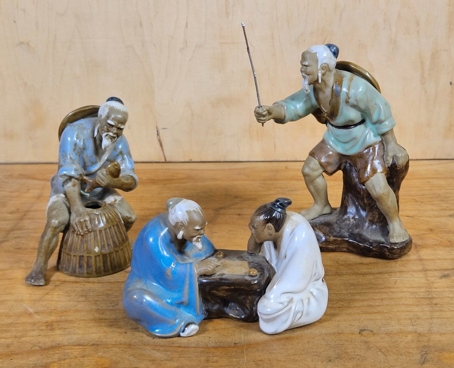 3 Chinese Men Shiwan Figures