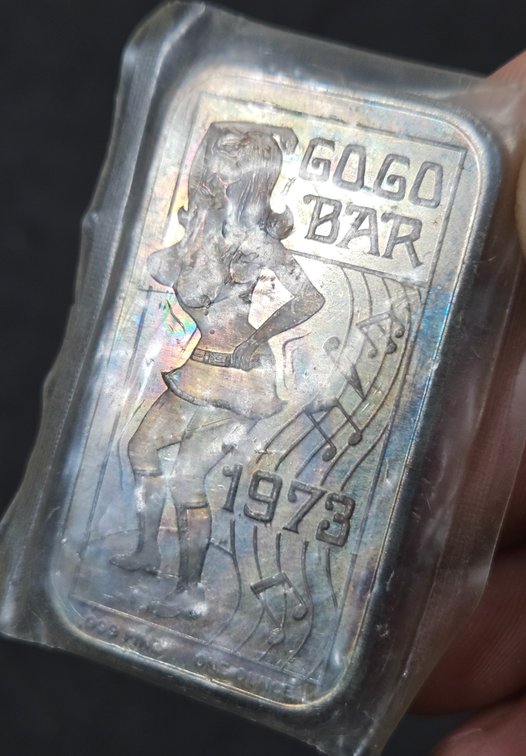 1oz Silver Bar "Go Go Bar" .999 1973