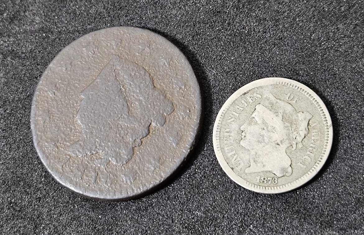 1816 Large Cent & 1873 3 Cent