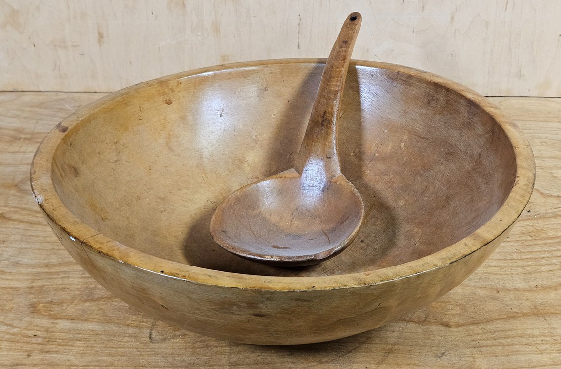 Large Wooden Bowl & Spoon