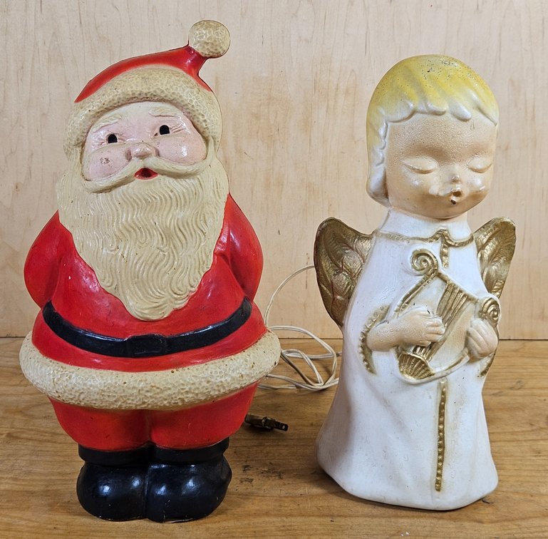 Santa & Angel Blow Mold Christmas Decorations