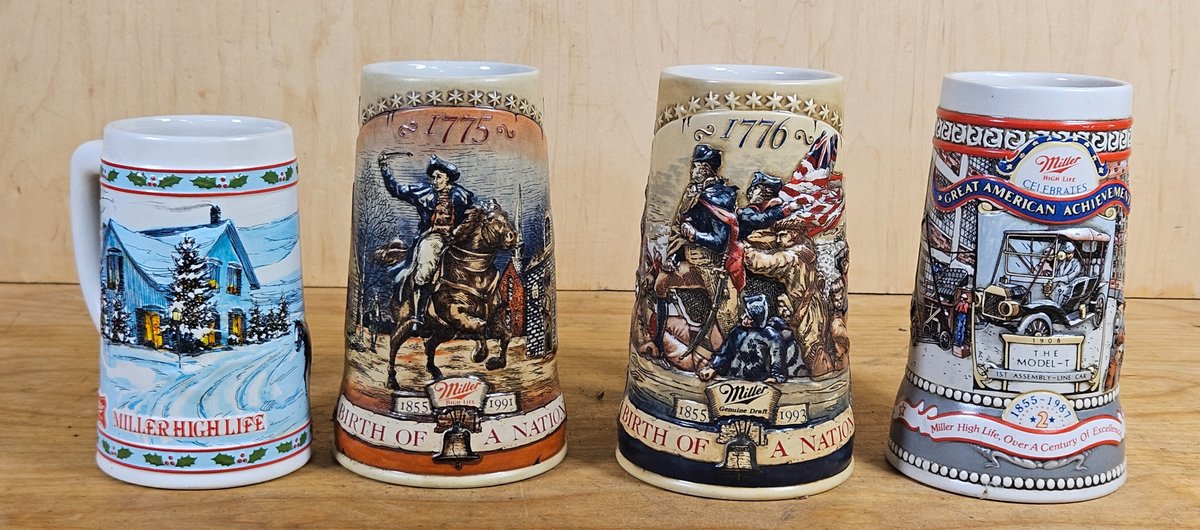 Four Miller Beer Steins