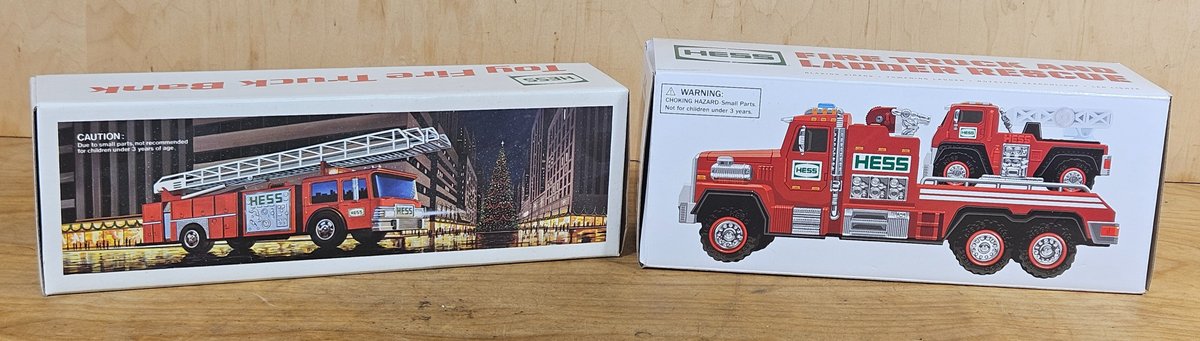 Two Red Hess Firetrucks