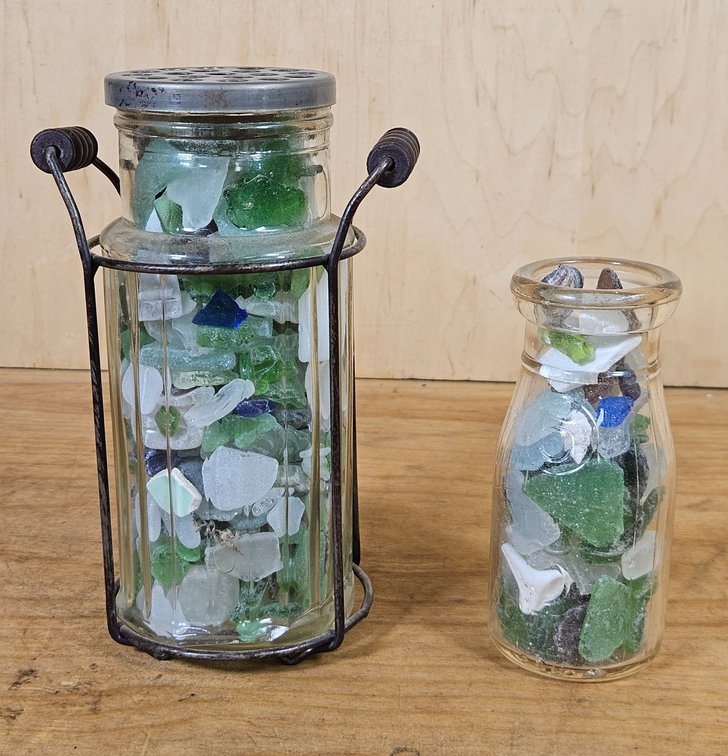 Two Bottles of Sea Glass
