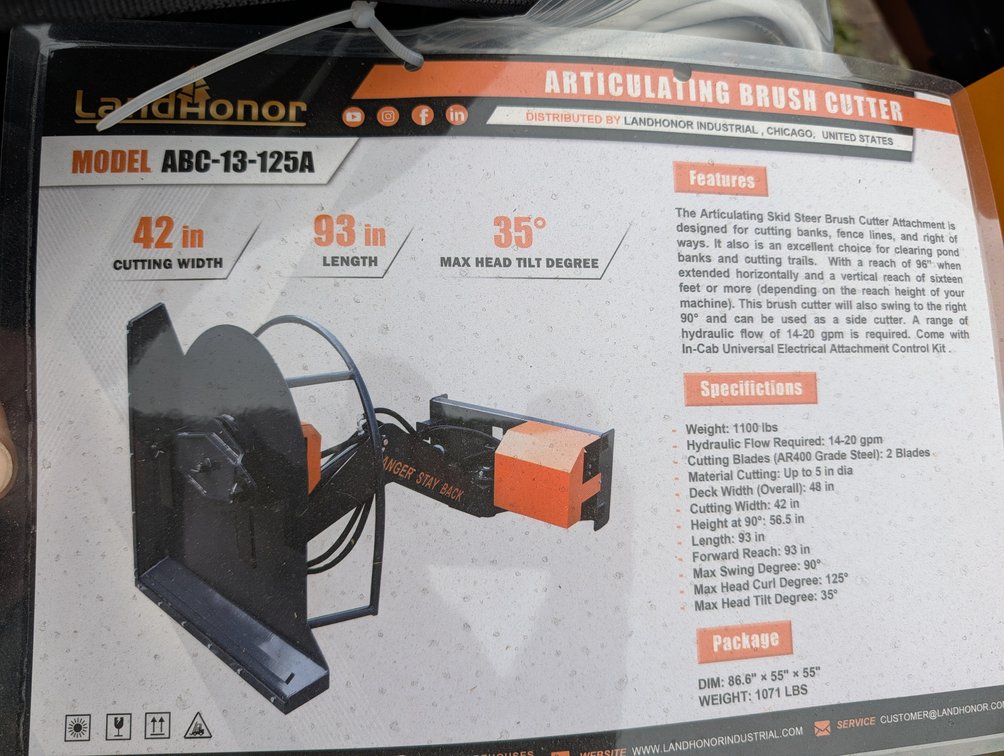 UNUSED LANDHONOR ARTICULATING BRUSH CUTTER ABC-13-125A