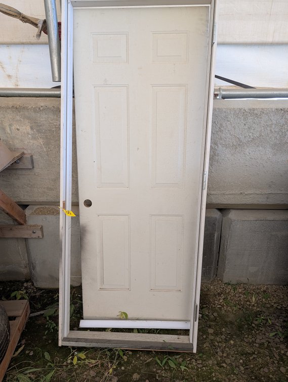 *OFFSITE* 32" x 6'-8" Steel Insulated Man door w/ Pre-Hung Frame for 2x4 Wall, LH Swing  - Located at D&M Concrete West Of Lacombe