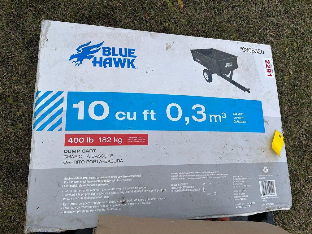 Unused Blue Hawk Dump Cart