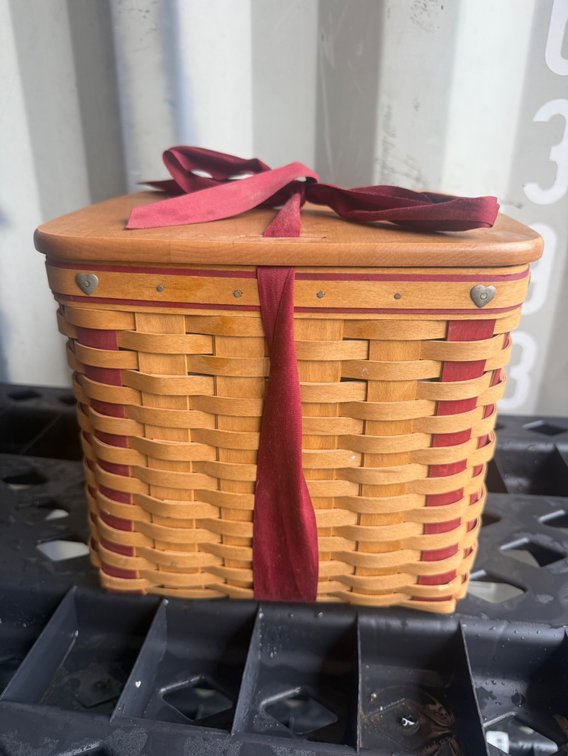 Longaberger Woven Wood Basket with Lid and Liner