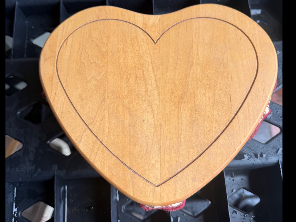 Longaberger Heart-Shaped Woven Basket with Wood Lid and Liner