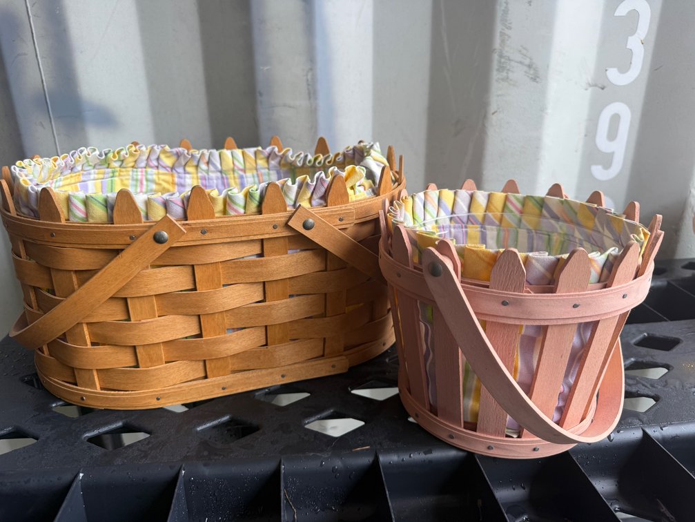 Longaberger Wood Picket Fence Baskets with Liners