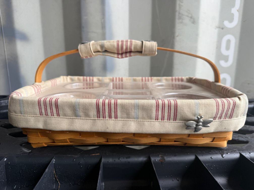 Longaberger Woven Wood Caddy Basket with Liner and Insert