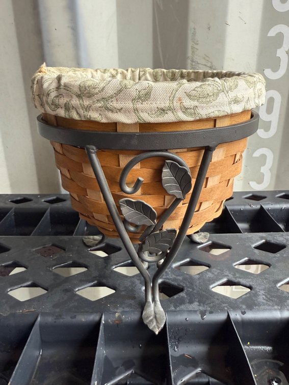 Longaberger Woven Wood Basket with Metal Stand