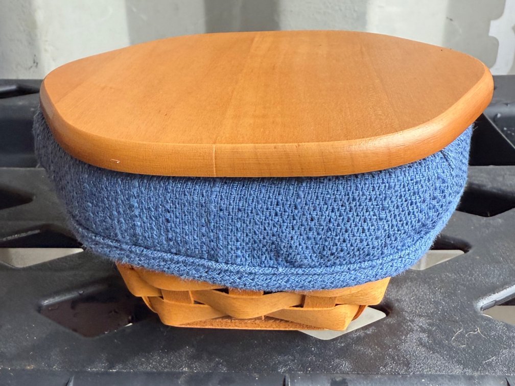 Longaberger Woven Basket with Wood Lid and Fabric Liner