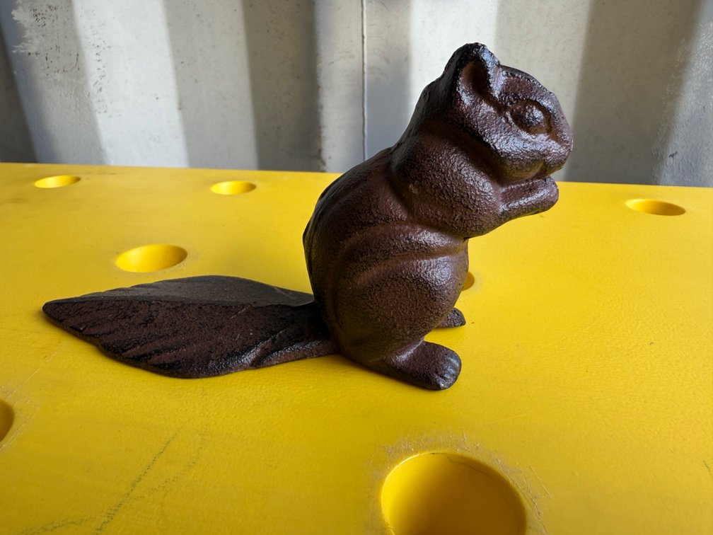 Cast Iron Seated Squirrel Figural Doorstop