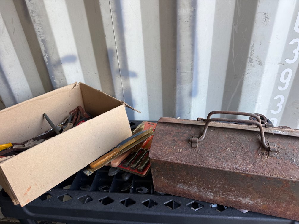 Metal Toolbox, Hand Tools, Knives, and Hardware
