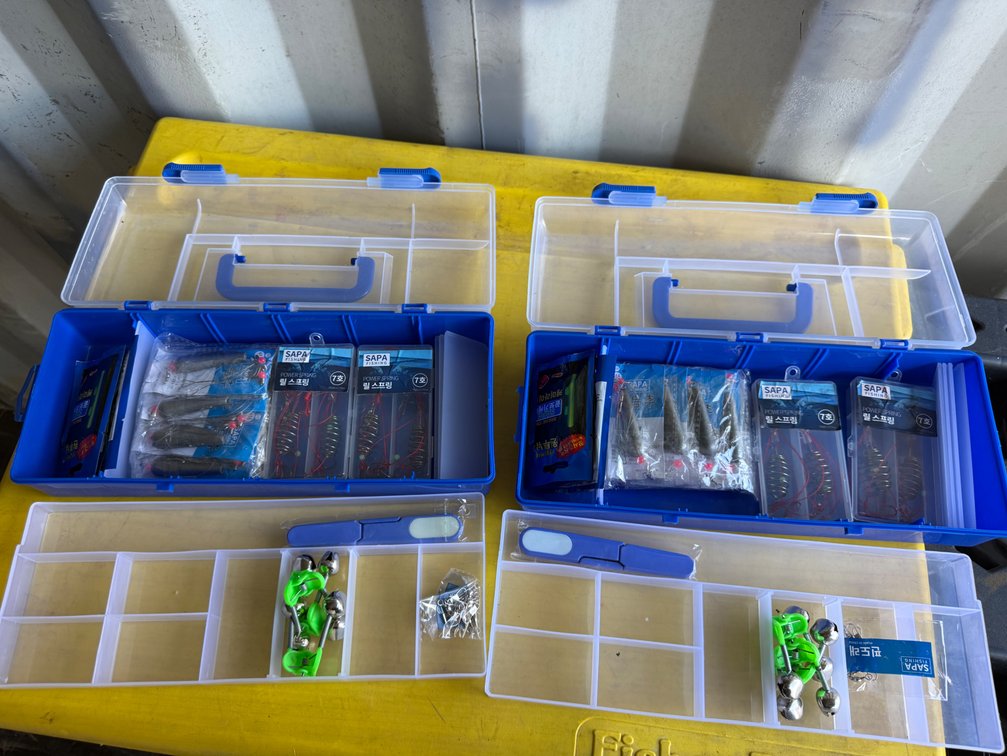 Pair of Plastic Tackle Boxes with Fishing Accessories