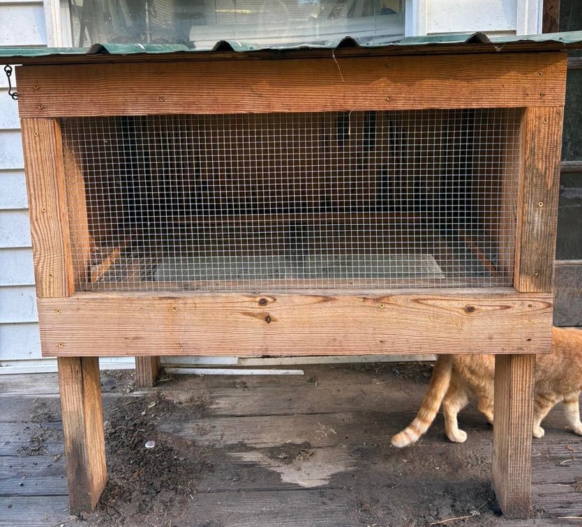 Wooden Animal Hutch with Corrugated Metal Roof