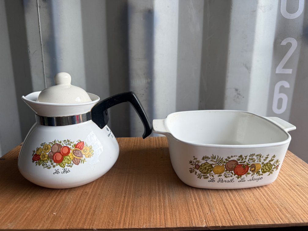 Corning Ware Spice O' Life Teapot and Casserole Dish