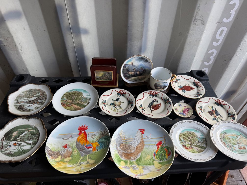 Decorative Ceramic Plates, Mug, Wooden Holder, and More