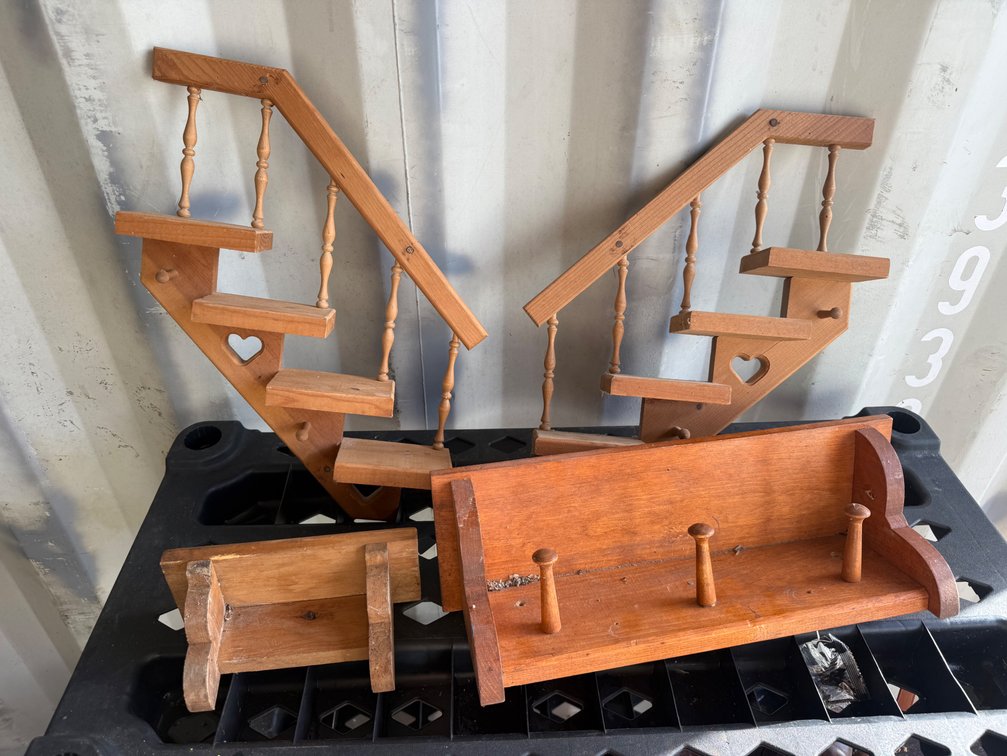 Wooden Miniature Staircase and Wall Display Shelves