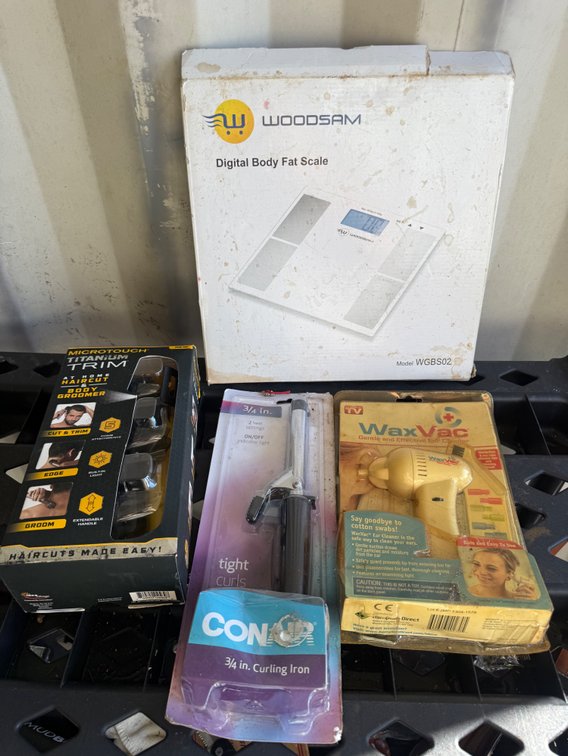 Digital Scale, Hair Trimmer, Curling Iron, and Ear Cleaner