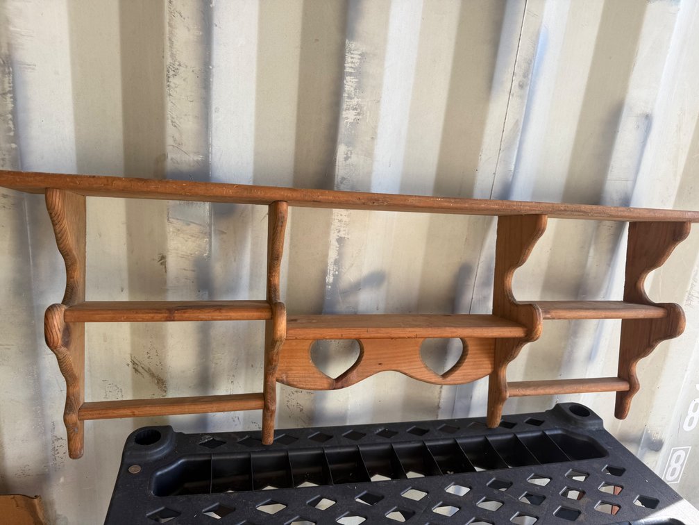 Wooden Wall Shelf with Heart Cutouts