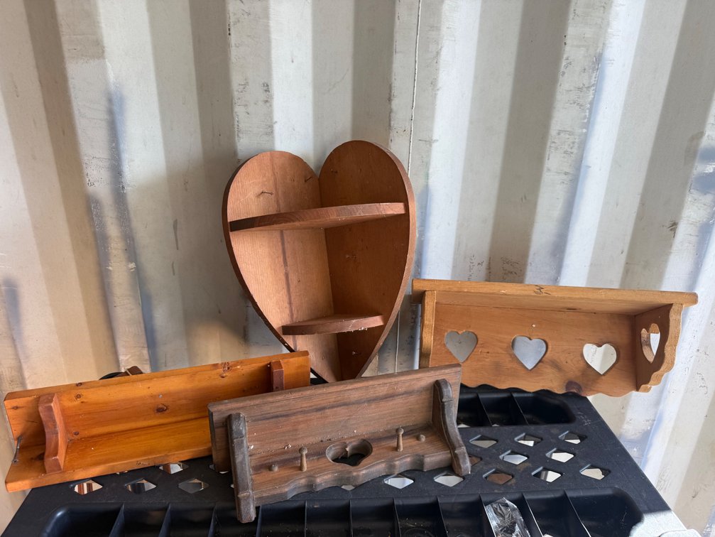 Wooden Country-Style Wall Shelves and Peg Rack