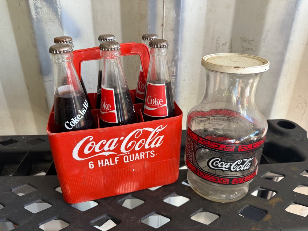 Coca-Cola Miniature Bottle Carrier Set and Glass Carafe