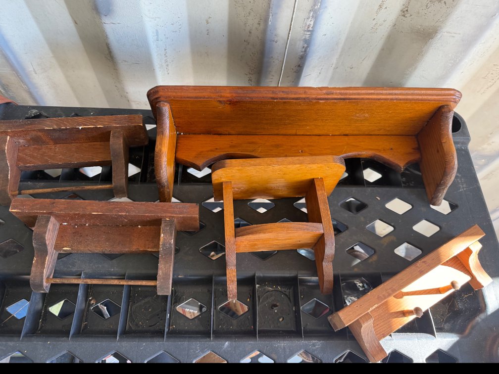 Wooden Wall Shelves, Dowel Racks, and Peg Shelf