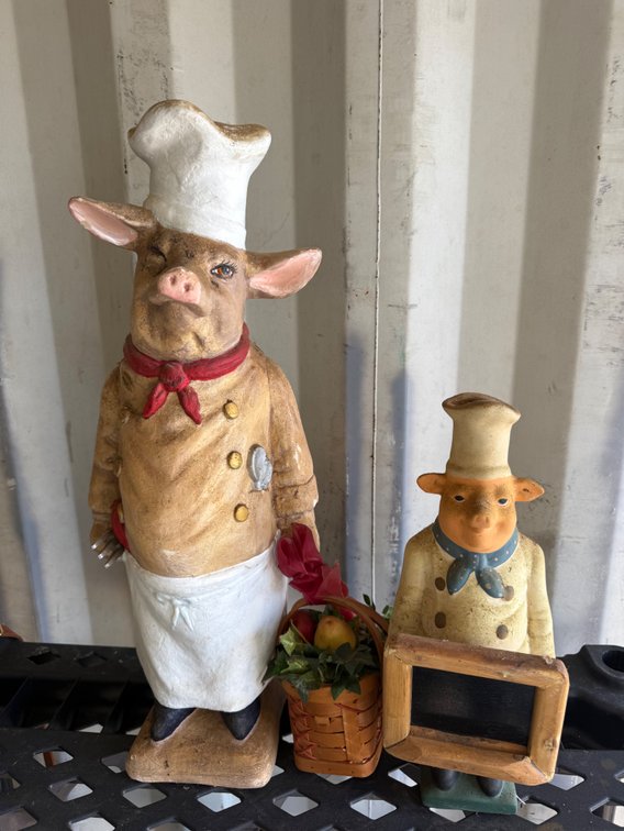 Pig Chef Figurines with Chalkboard