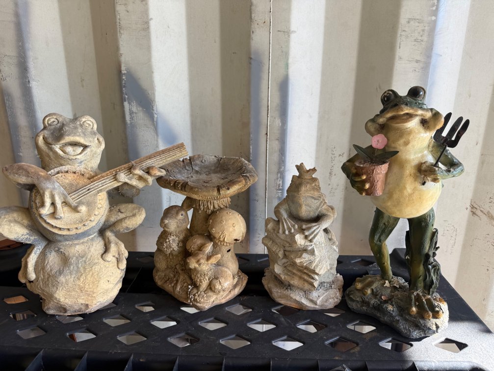 Cast Resin Frog and Rabbit Garden Statues