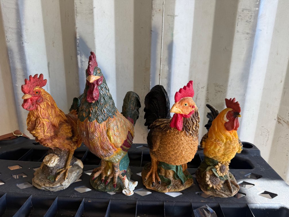 Rooster and Chicken Figurines