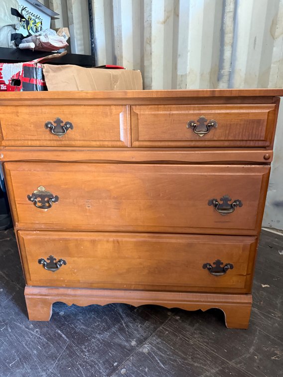 Wood Chest of Drawers with Scalloped Bracket Base