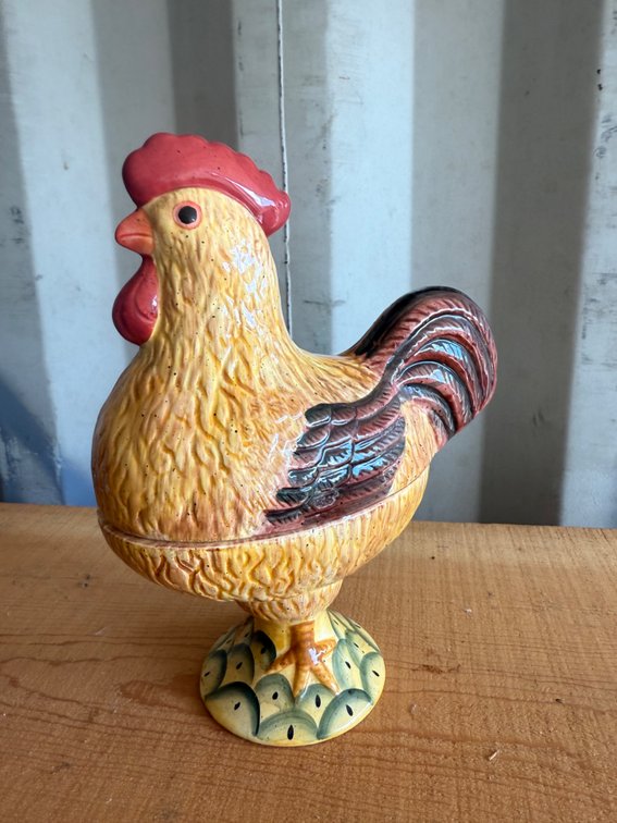 Rooster Lidded Dish on Pedestal Base