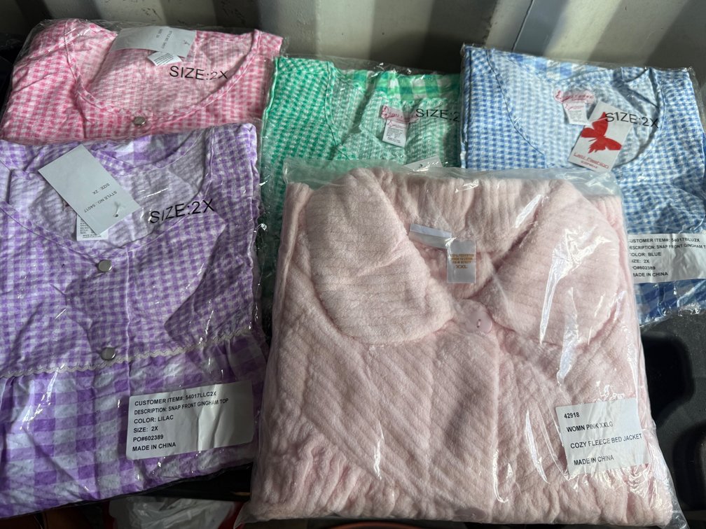Women's Gingham Snap-Front Tops and Fleece Bed Jacket