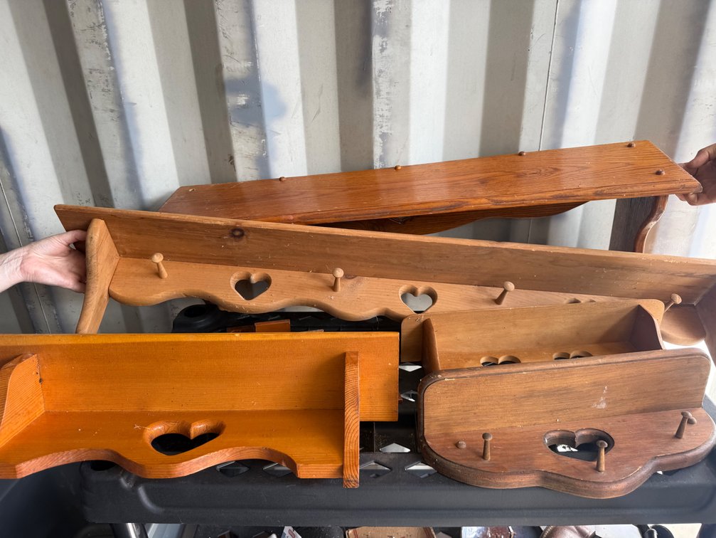Wooden Heart Cutout Wall Shelves and Peg Racks