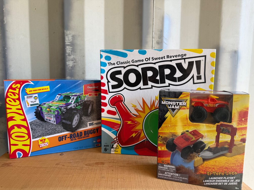 Toy Building Set, Board Game, and Vehicle Playset