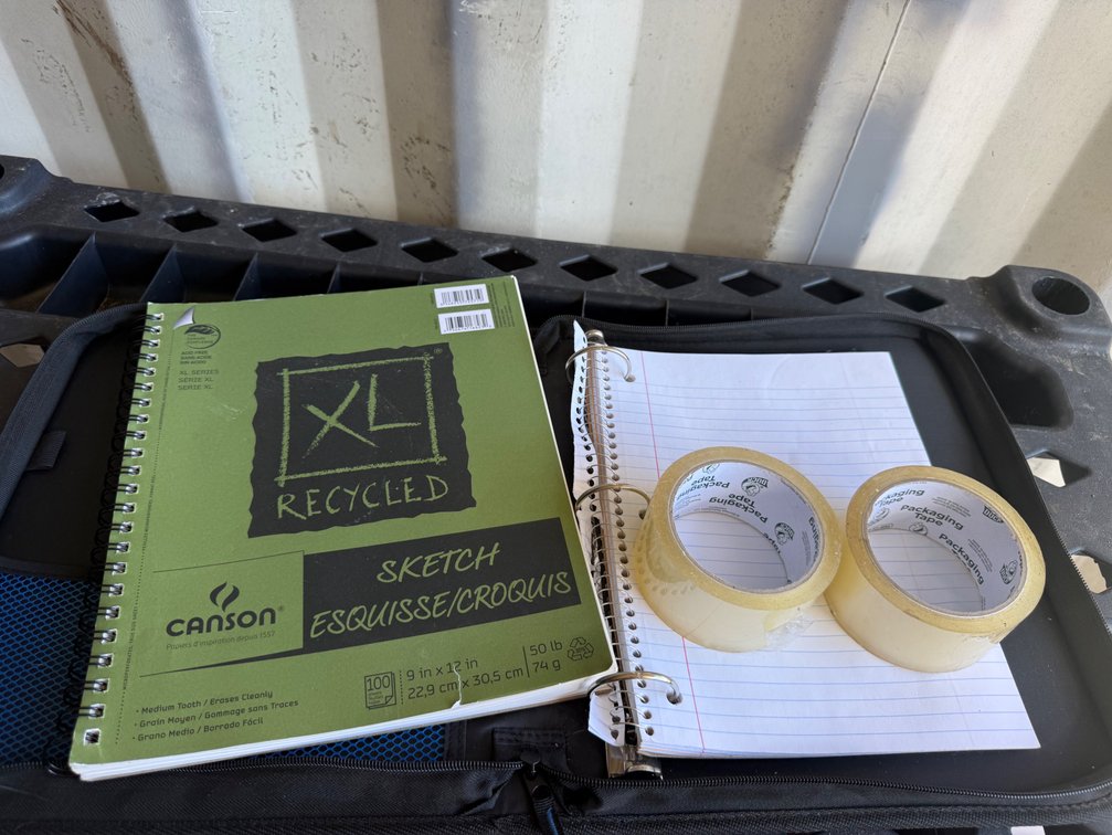 Sketch Pad, Packing Tape & Binder