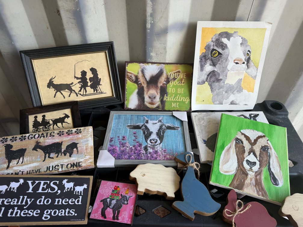 Goat-Themed Framed Art, Decorative Signs, and Wooden Cutouts