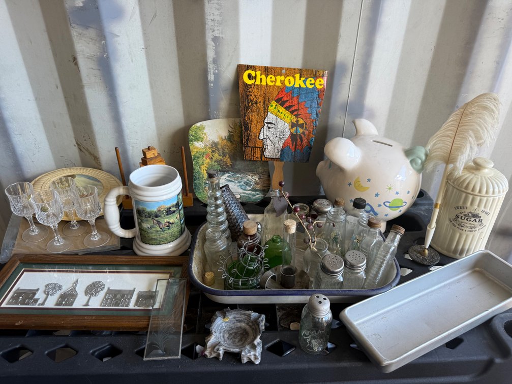 Crystal Stemware, Framed Art, Enamelware, and More