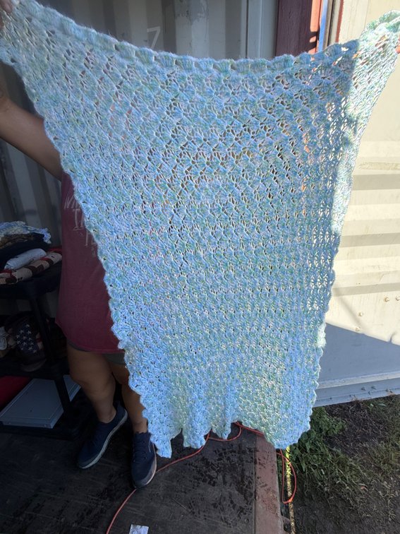 Crocheted Pastel Openwork Baby Blanket