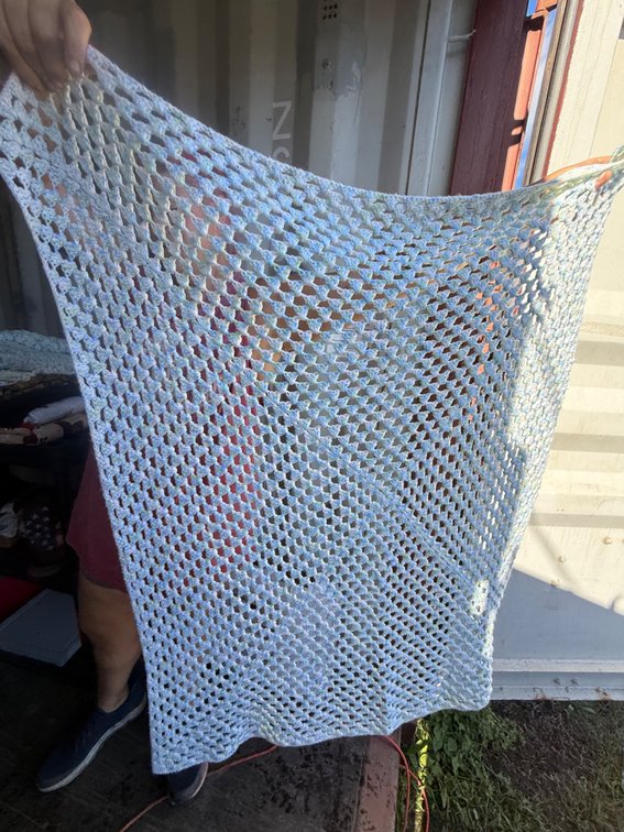 Hand-Crocheted Pastel Openwork Blanket