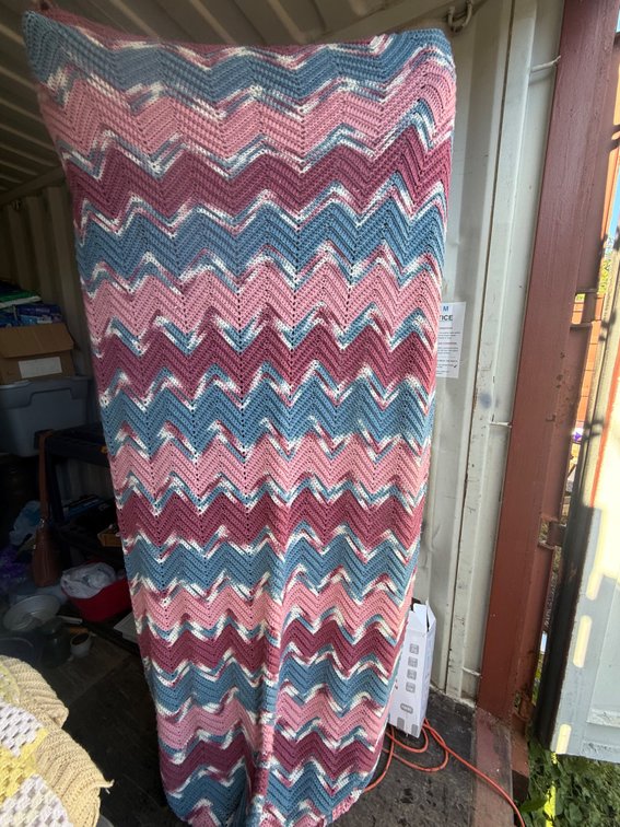 Crocheted Chevron Ripple Afghan Blanket
