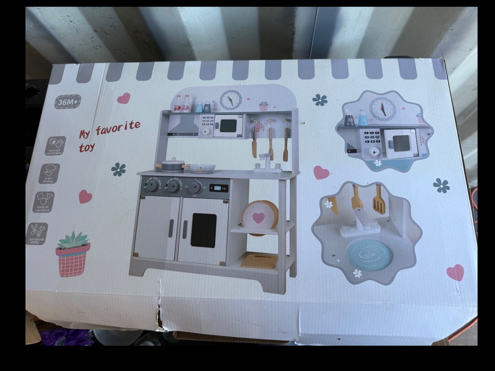 Children's Wooden Play Kitchen Playset