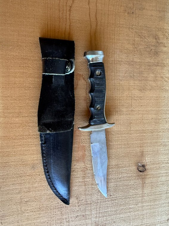 Stainless Steel Fixed-Blade Knife with Leather Sheath