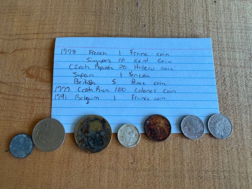 World Coins Including French Franc and Costa Rica Colones