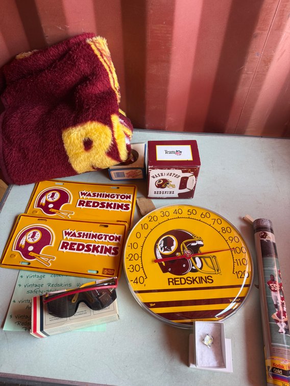 Washington Redskins Memorabilia Lot with Blanket and Thermometer