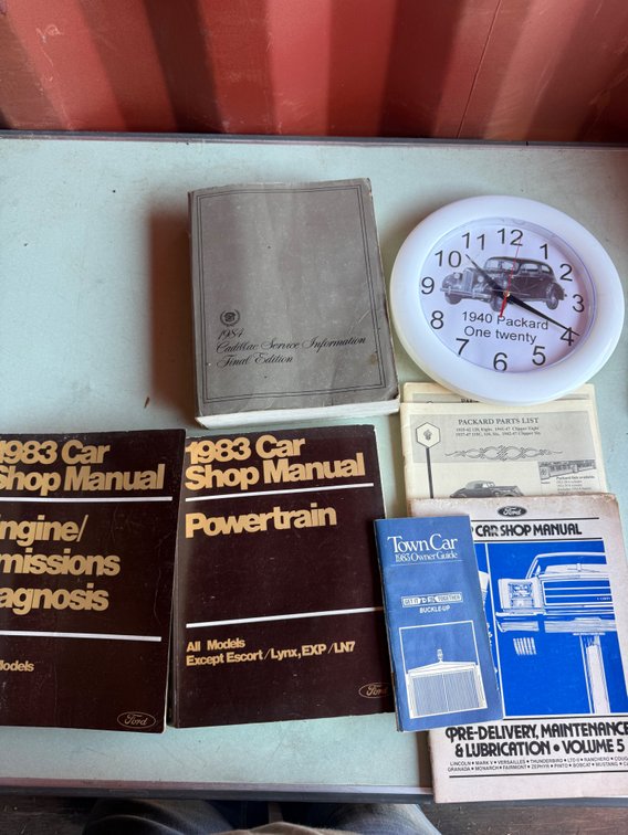 Automotive Service Manuals and Packard Wall Clock