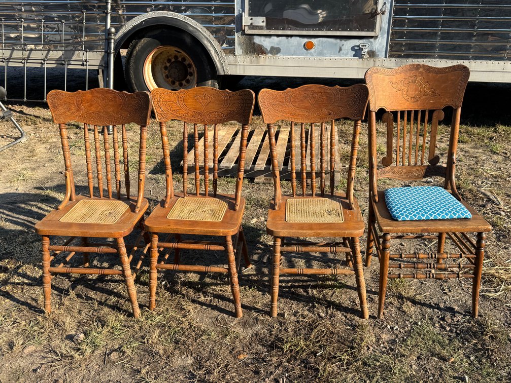 Pressed-Back Caned Chairs and Lyre-Back Side Chair