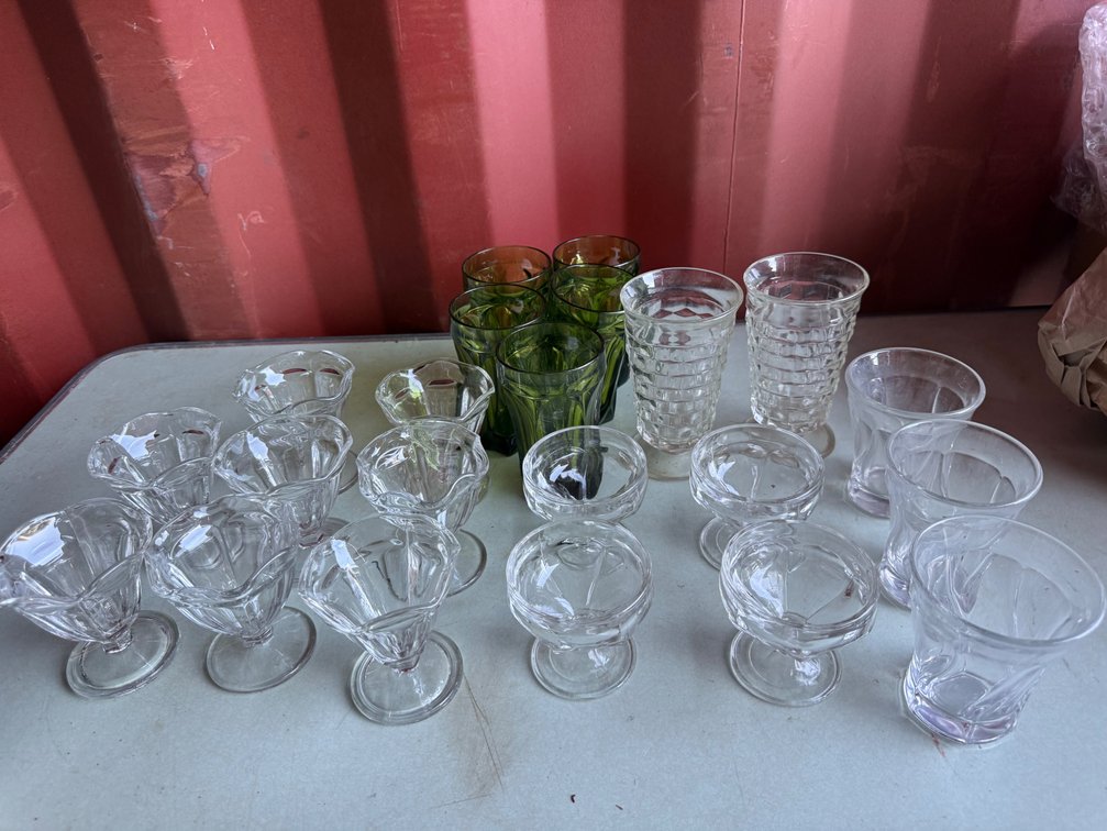 Pressed Glass Footed Dessert Cups and Tumblers